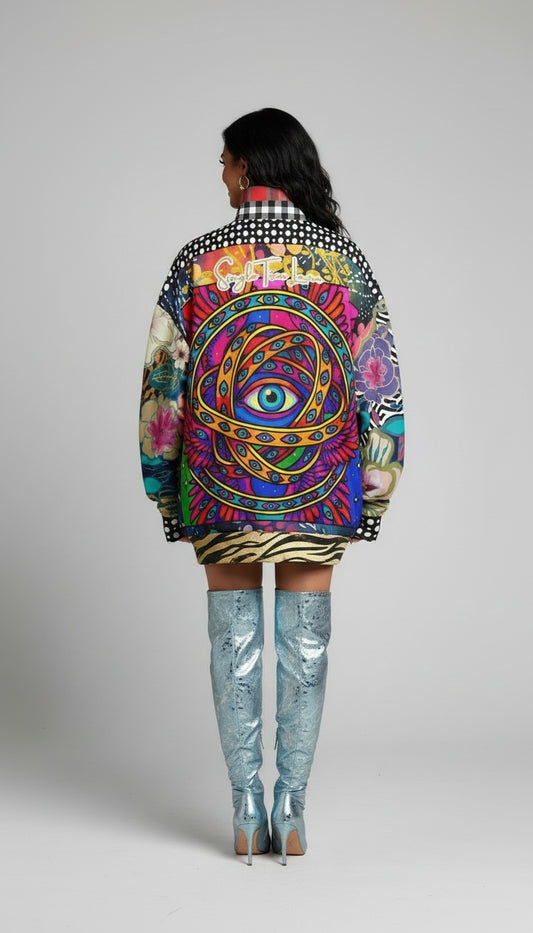 My Friend the Ophanim - Angel in Pop Art Heavyweight Oversized Quarter Zip Sweatshirt