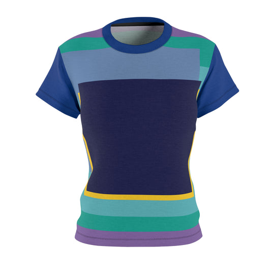 My Life in Purple Midnight Squares Geometric Print Colorful Women's AOP Tee