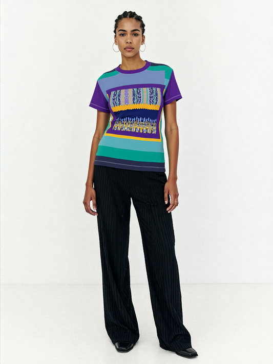 My Life in Purple Squares Geometric Print Colorful Women's AOP Tee