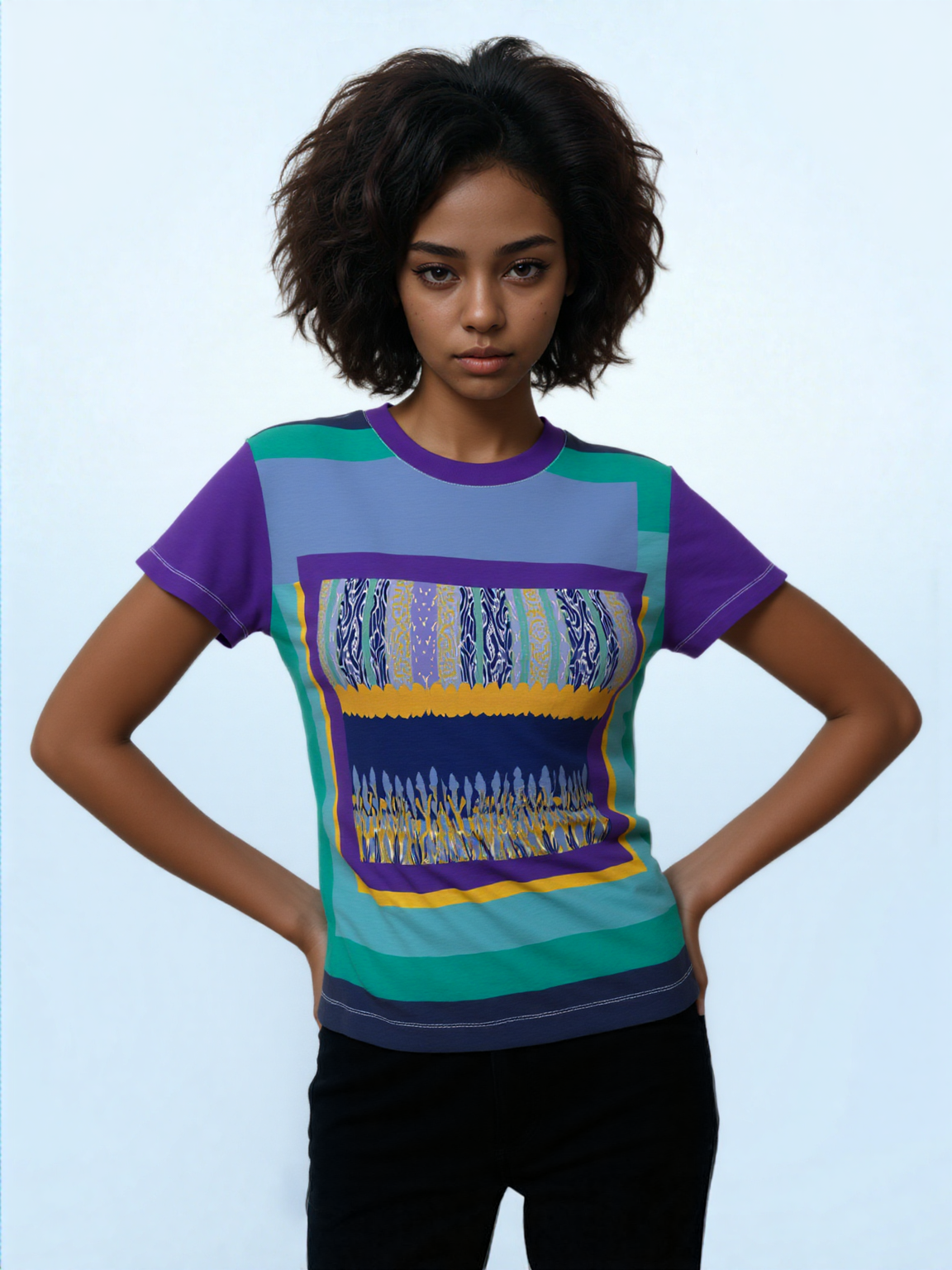 My Life in Purple Squares Geometric Print Colorful Women&
