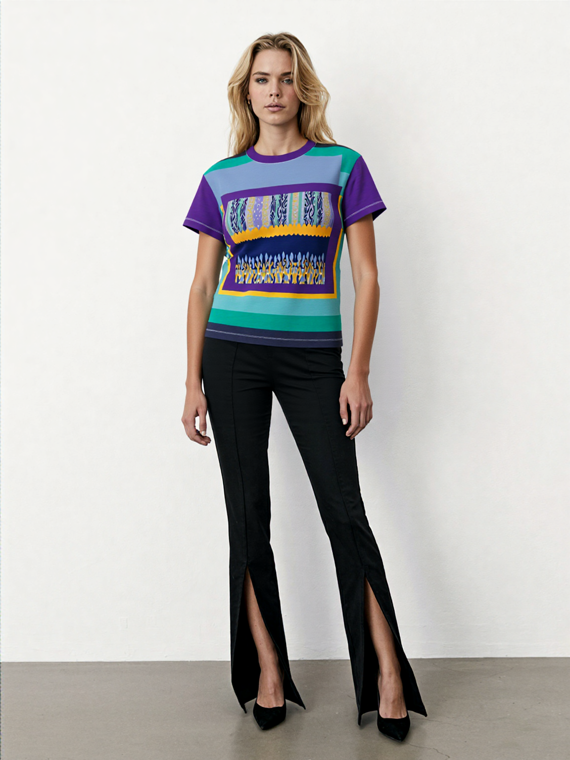 My Life in Purple Squares Geometric Print Colorful Women&