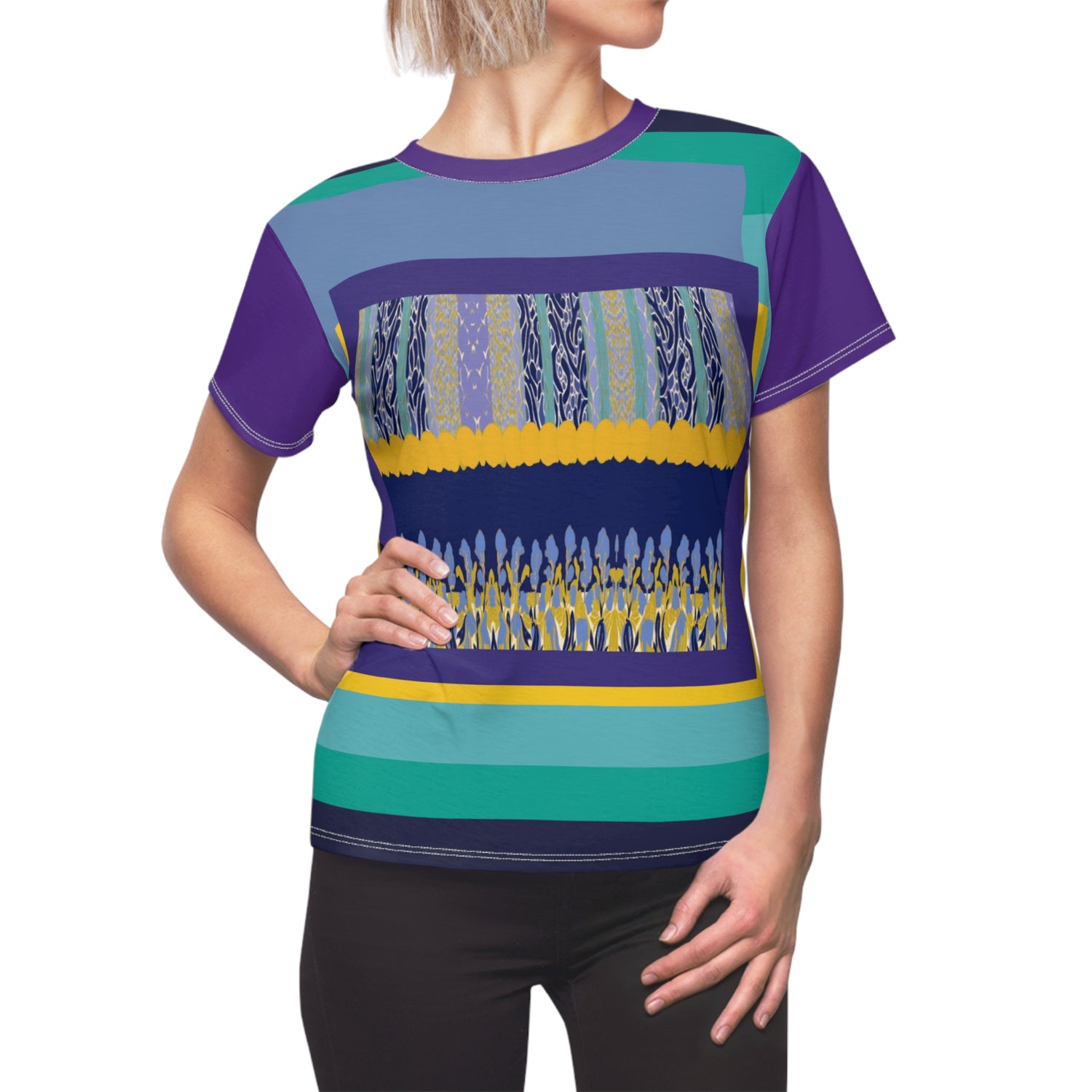 My Life in Purple Squares Geometric Print Colorful Women&
