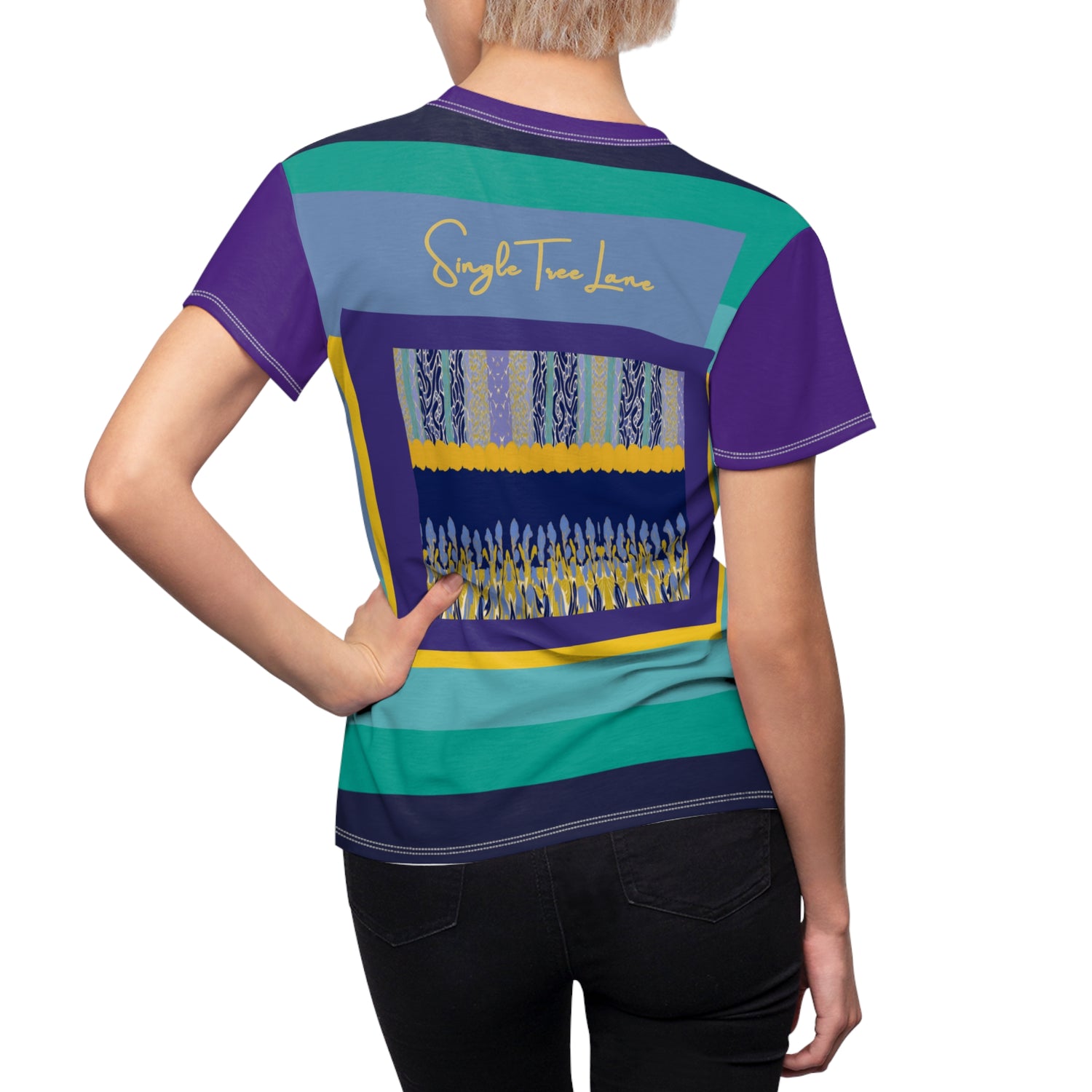 My Life in Purple Squares Geometric Print Colorful Women&