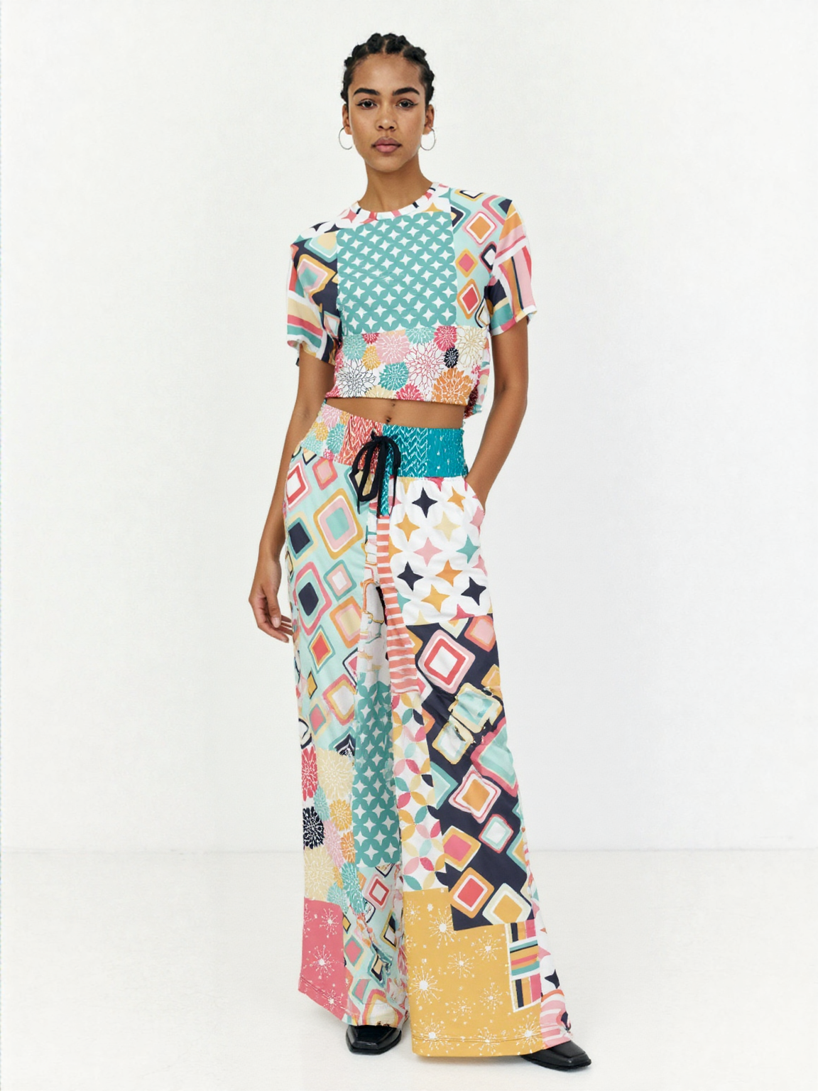Old Miami Geometric Trefoil Eco-Poly Wide Leg Pants