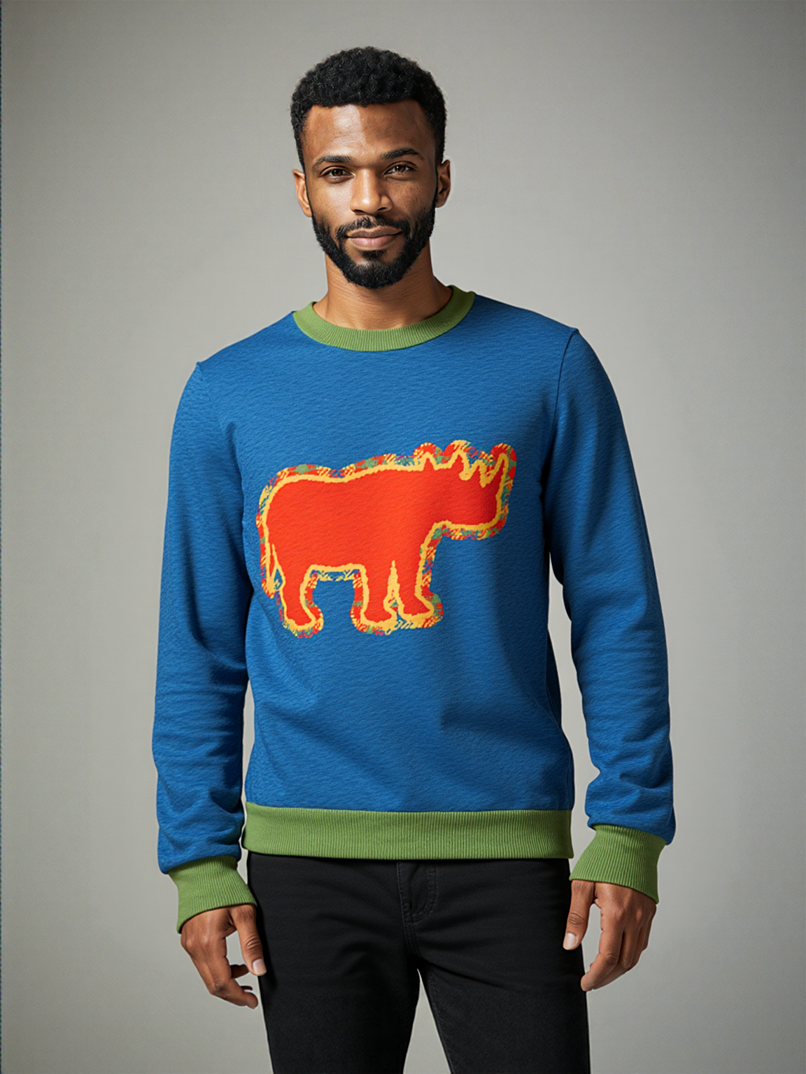 One Horse Rhino Knitted Crewneck Sweater