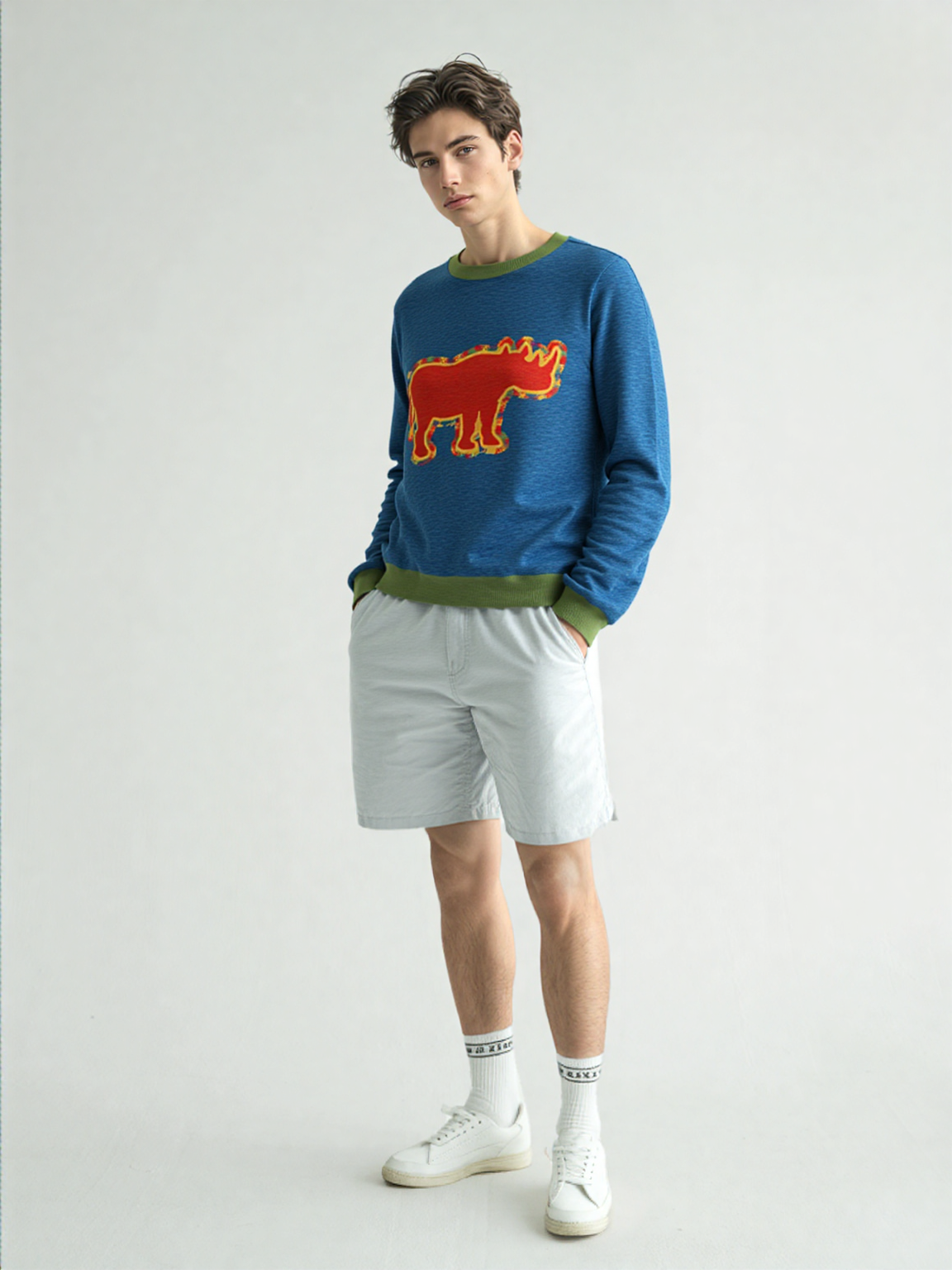 One Horse Rhino Knitted Crewneck Sweater