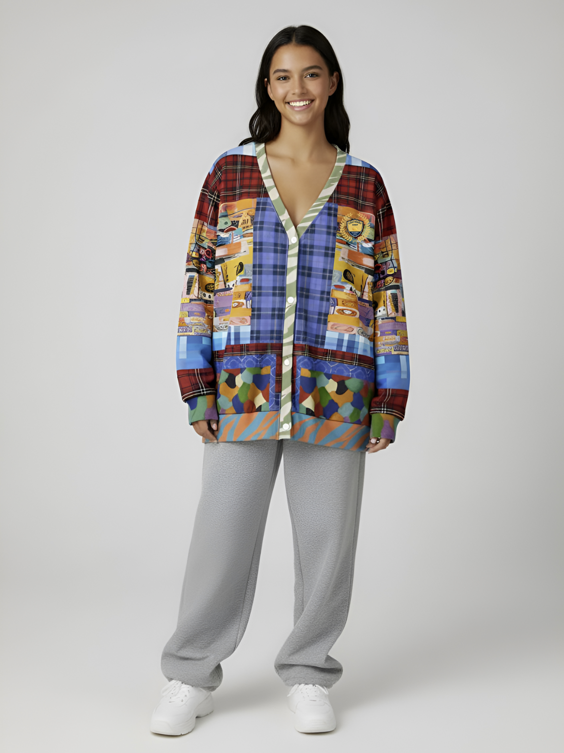 Open Window in Provence Patchwork Heavyweight Unisex Cardigan