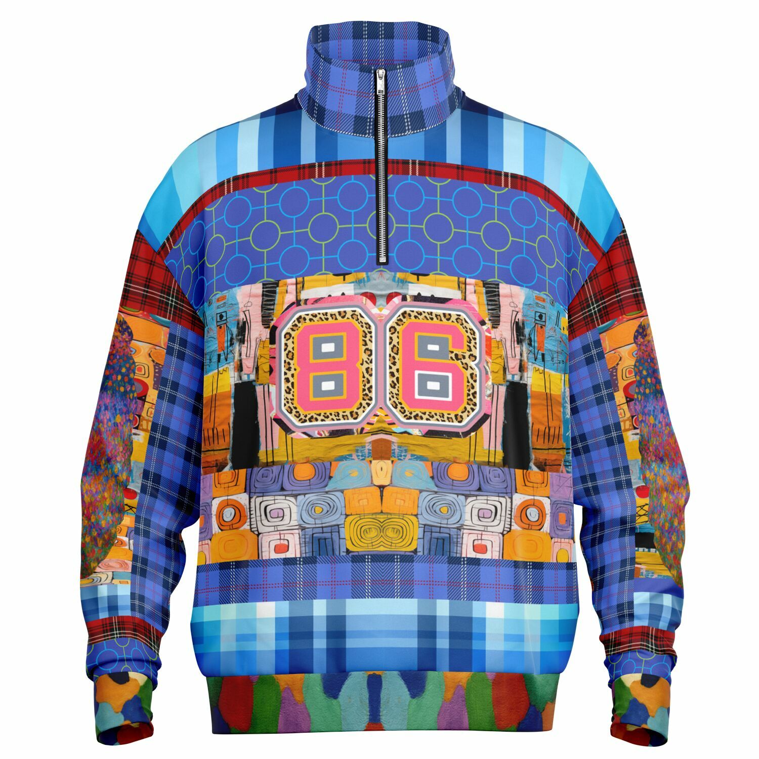 Open Window in Provence Graffiti Patchwork Heavyweight Oversized Quarter Zip Sweatshirt