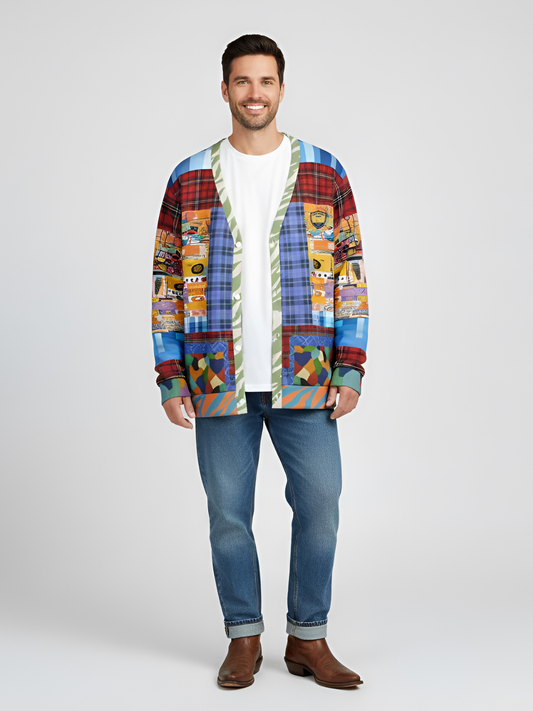 Open Window in Provence Patchwork Heavyweight Unisex Cardigan