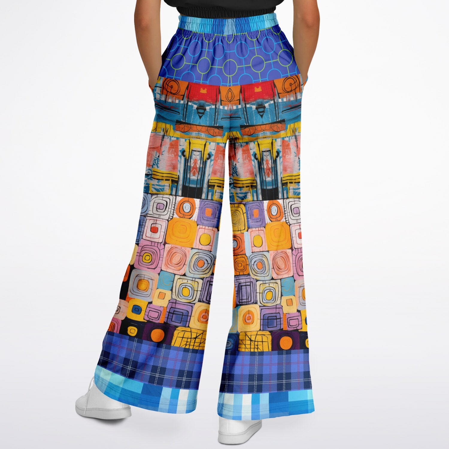 Open Window in Provence Patchwork Eco-Poly Wide Leg Pants