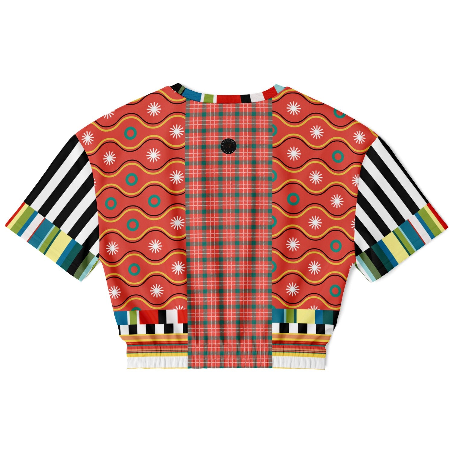 Orange Sunset Jailhouse Stripe Eco-Poly Short Sleeve Cropped Pullover