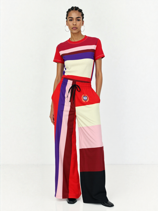 Pink Candy Holiday Square Geometric Print Colorful AOP Women's Tee