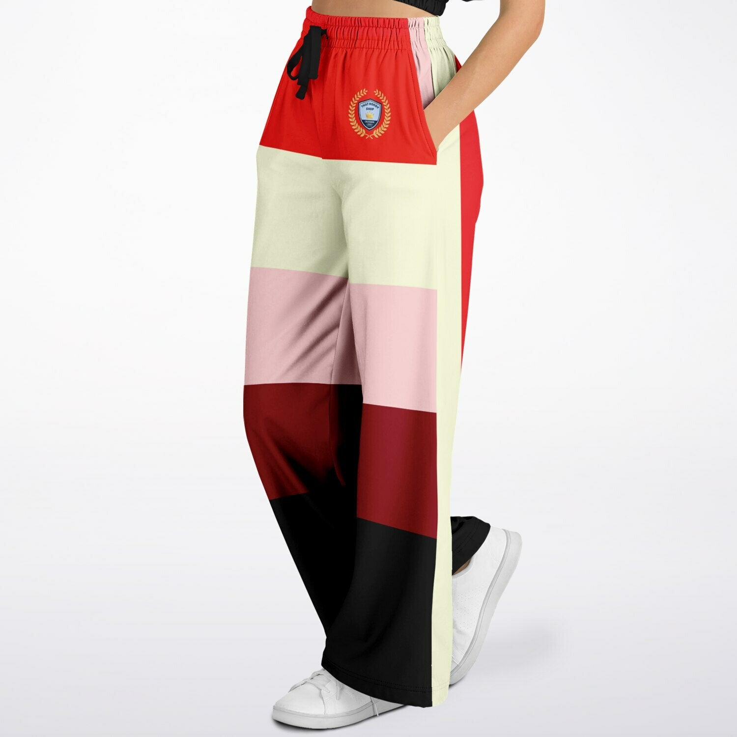 Pink Candy Holiday Stripe Eco-Poly Wide Leg Pants