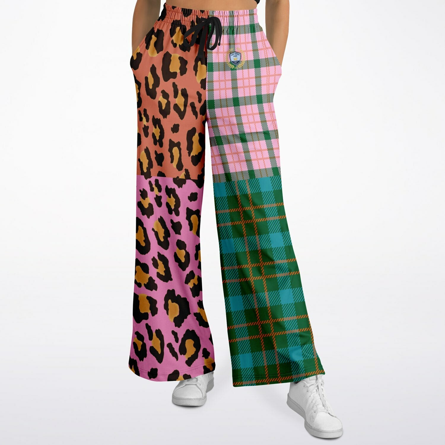 Pink Passion Haberdashery Plaid Patchwork Eco-Poly Wide Leg Pants