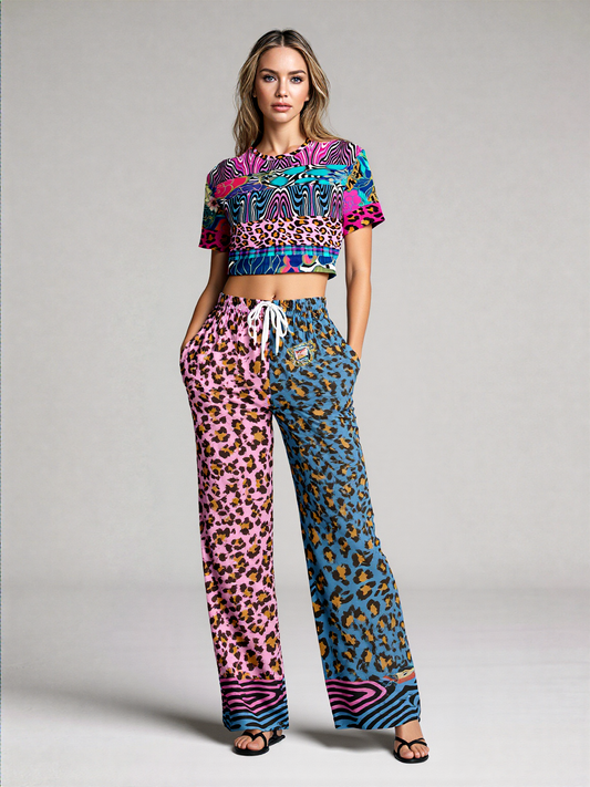 Plumed Horse Vibrant Zebra Eco-Poly Short Sleeve Cropped Pullover