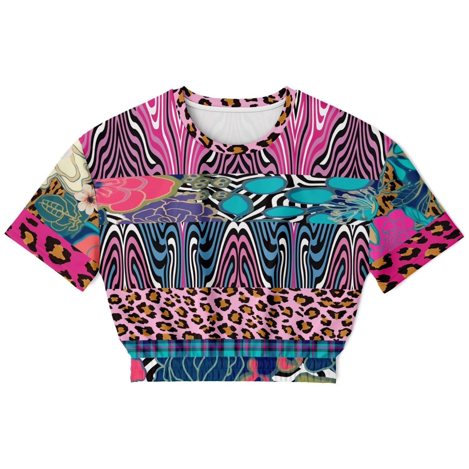Plumed Horse Vibrant Zebra Eco-Poly Short Sleeve Cropped Pullover