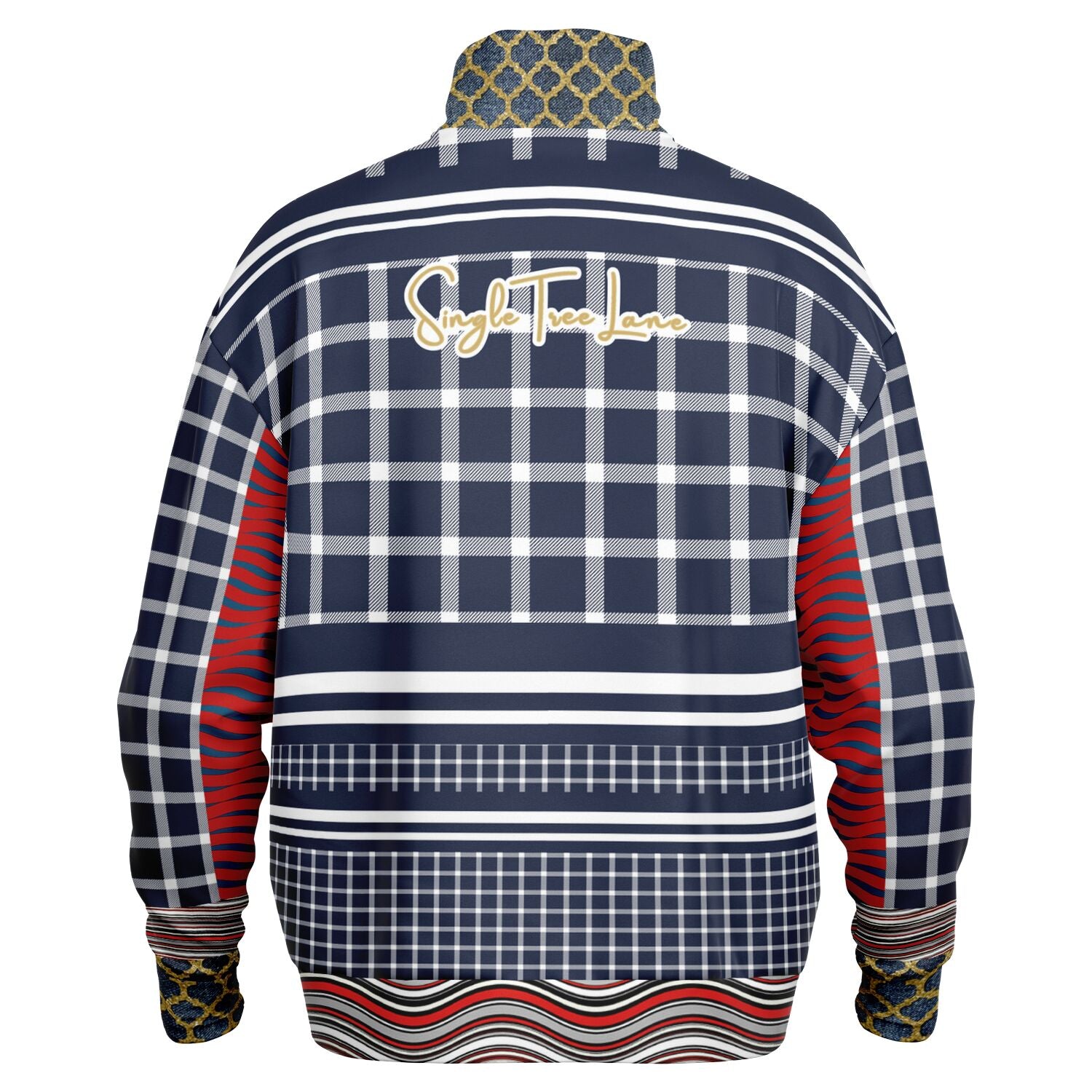 Polyamory in Red and Blue Plaid Stripe Heavyweight Quarter Zip Unisex Pullover