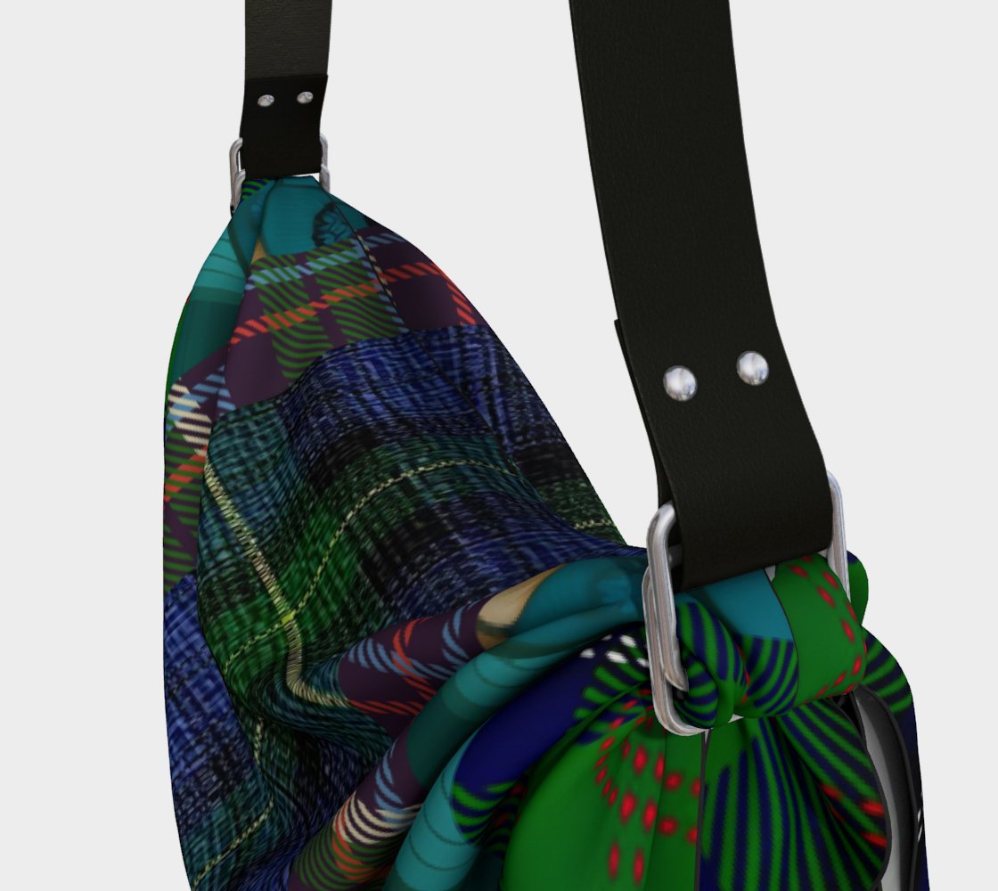 Green Scottish Highland Plaid Hobo Scarf Bag
