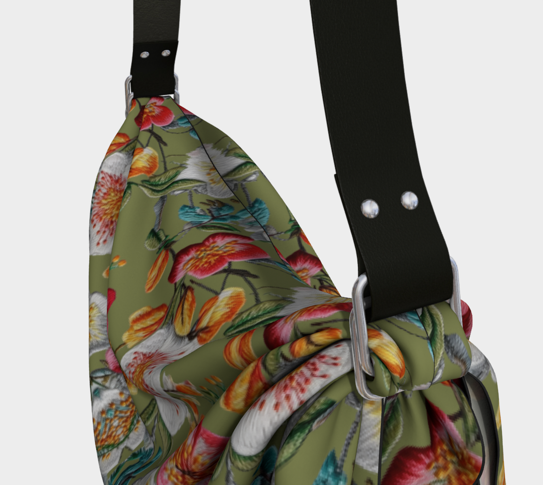 Floral Party in Green Hobo Scarf Bag