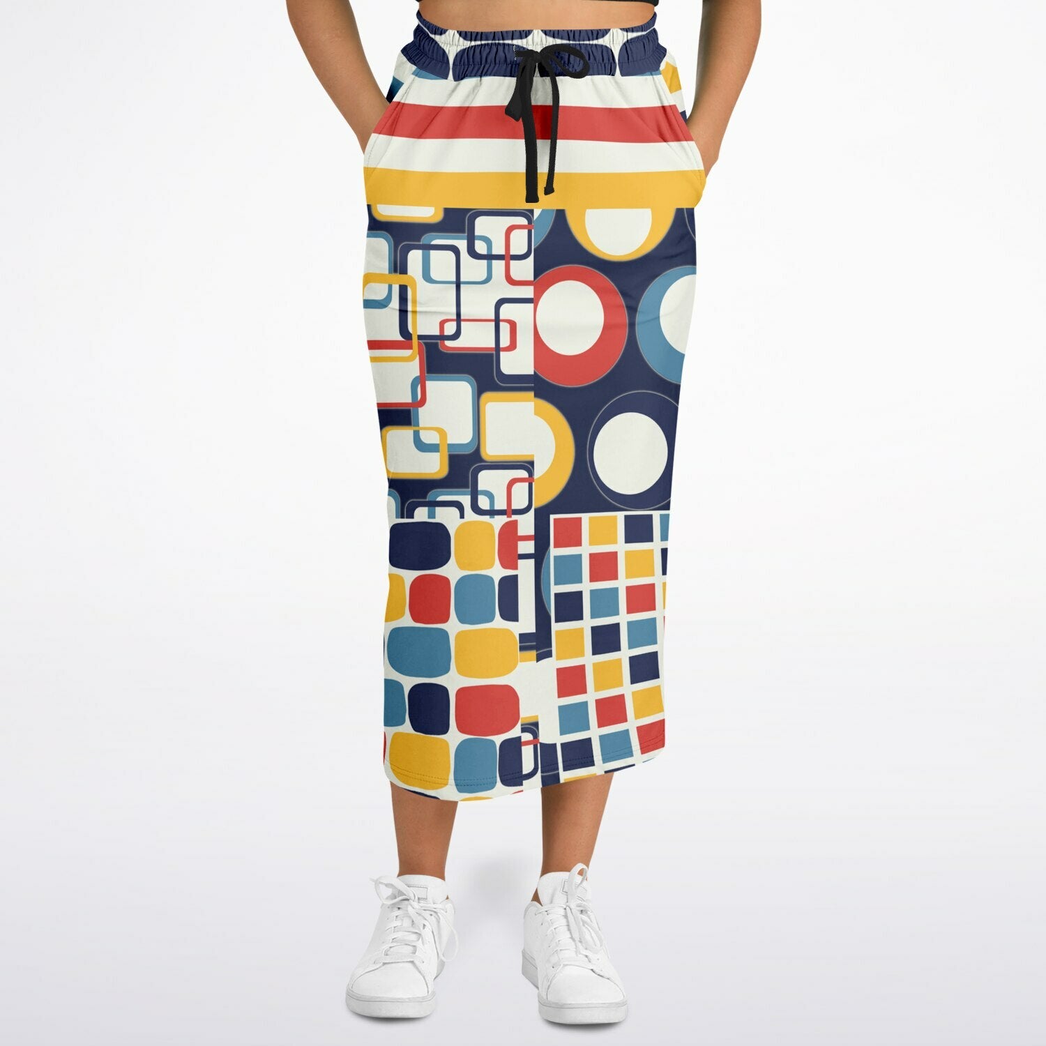 Primary Skool Geometric Print Eco-Poly Long Maxi Skirt