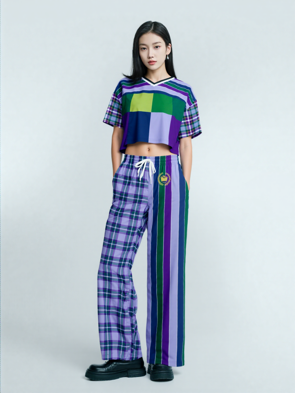 Purple Crush Chevron Flame Stripe Eco-Poly Wide Leg Pants
