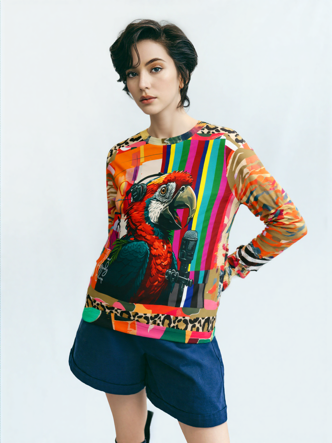Radio Free Macaw in Technicolor Unisex Sweatshirt (Gold Label)