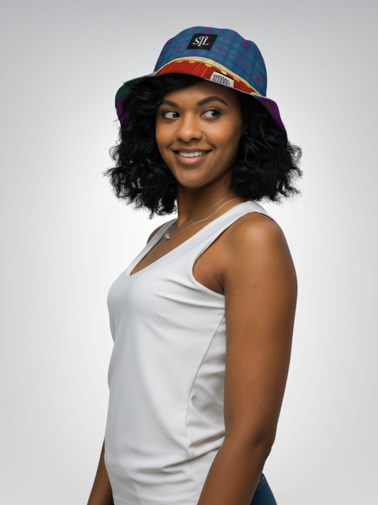 Red Oval in Gold Plate Reversible Bucket Hat