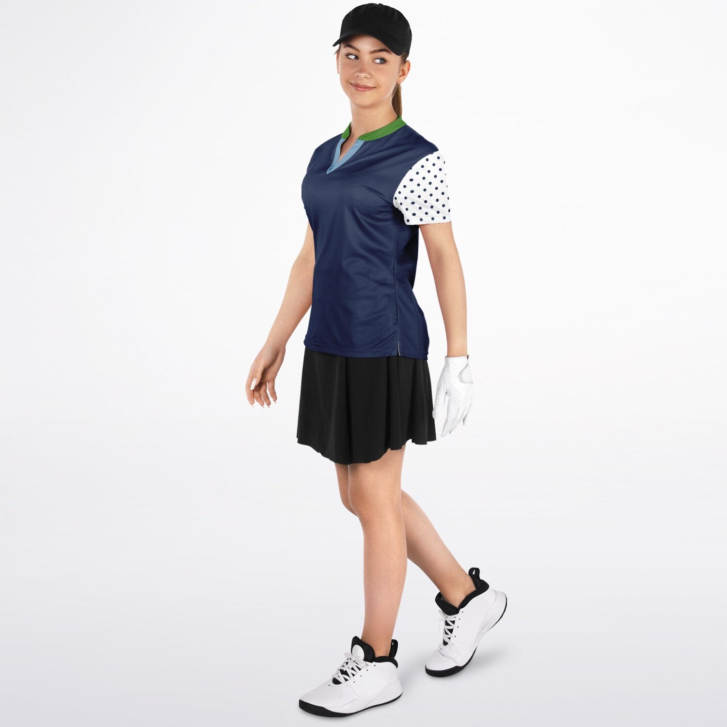 Sailor Blue Mandarin Collar Ladies Golf Polo Jersey