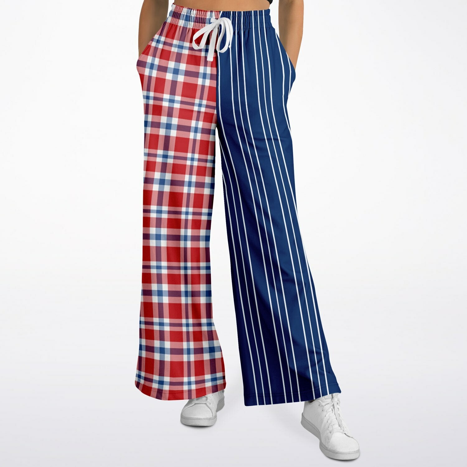 Serendipity Plaid Pinstripe Eco-Poly Wide Leg Pant