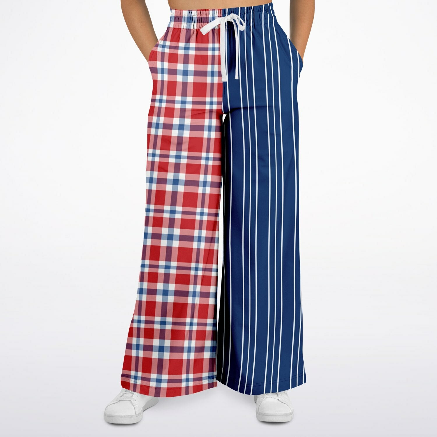 Serendipity Plaid Pinstripe Eco-Poly Wide Leg Pant