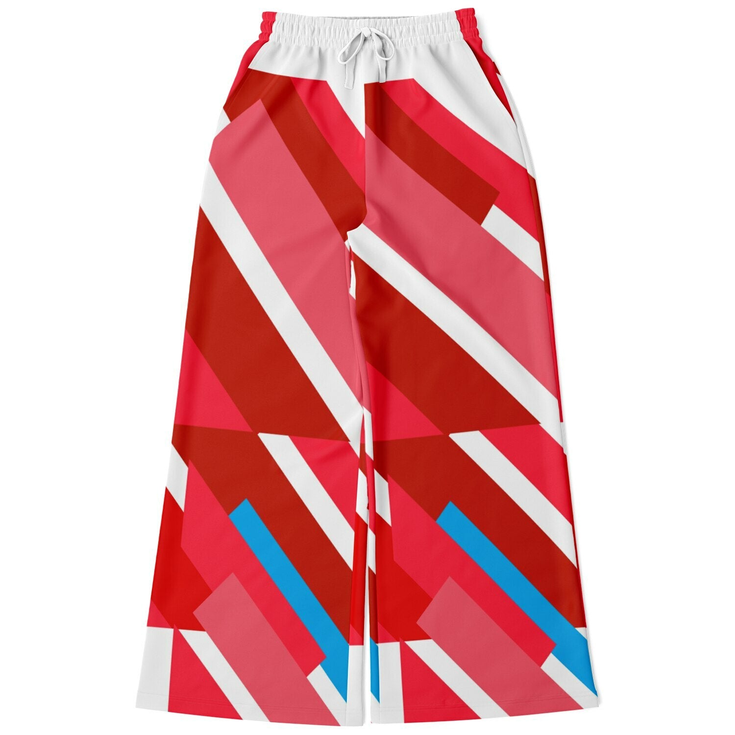 Shaka Laka Crimson Abstract Geo Stripe Eco-Poly Wide Leg Pants