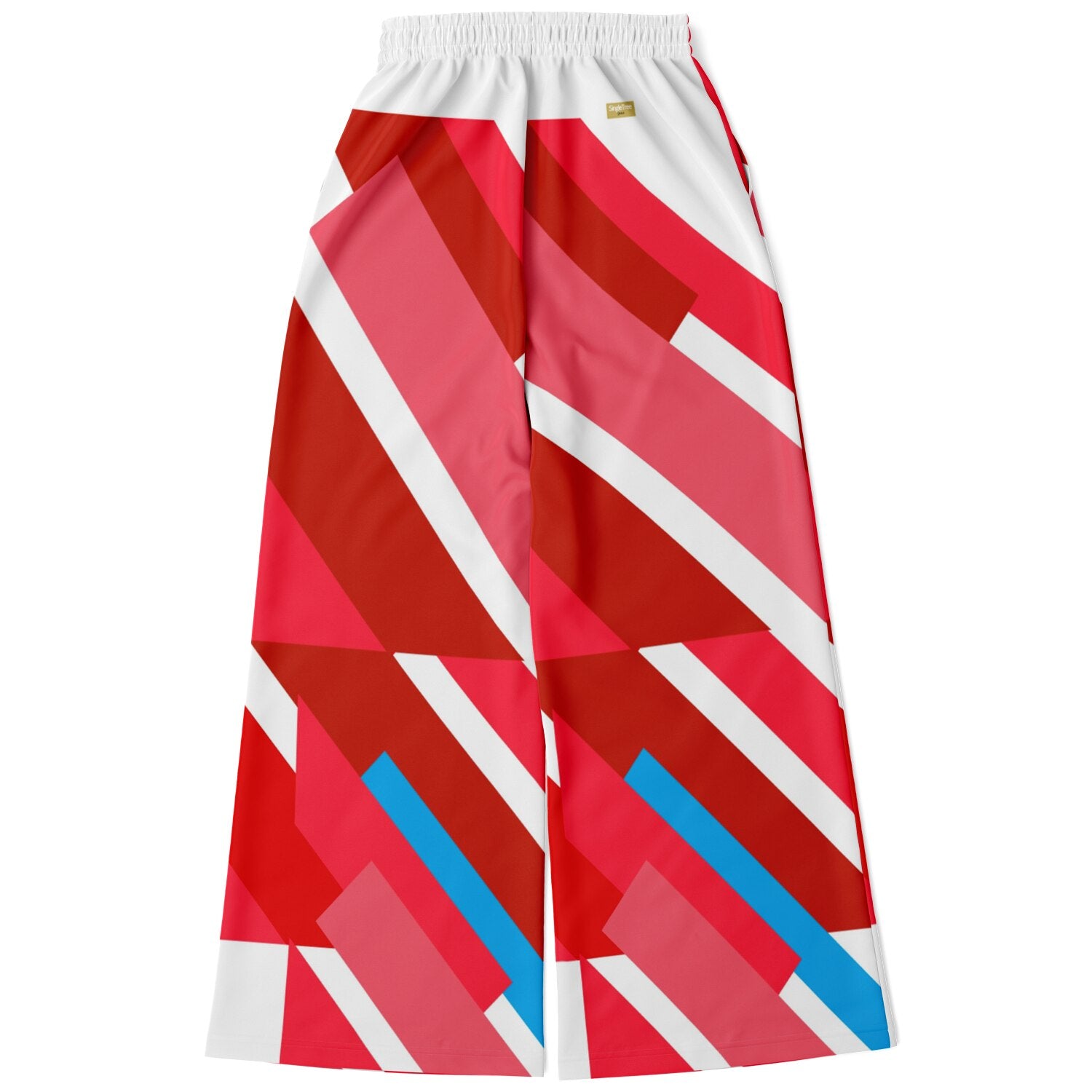 Shaka Laka Crimson Abstract Geo Stripe Eco-Poly Wide Leg Pants