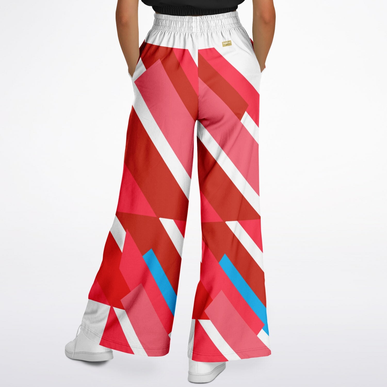 Shaka Laka Crimson Abstract Geo Stripe Eco-Poly Wide Leg Pants