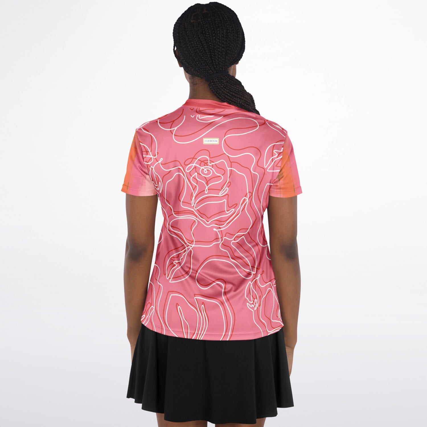 Sunsets in Coral Gables Abstract Floral Mandarin Collar Ladies Polo Golf Shirt