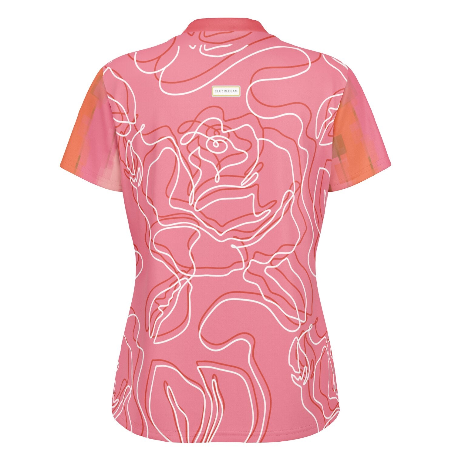 Sunsets in Coral Gables Abstract Floral Mandarin Collar Ladies Polo Golf Shirt
