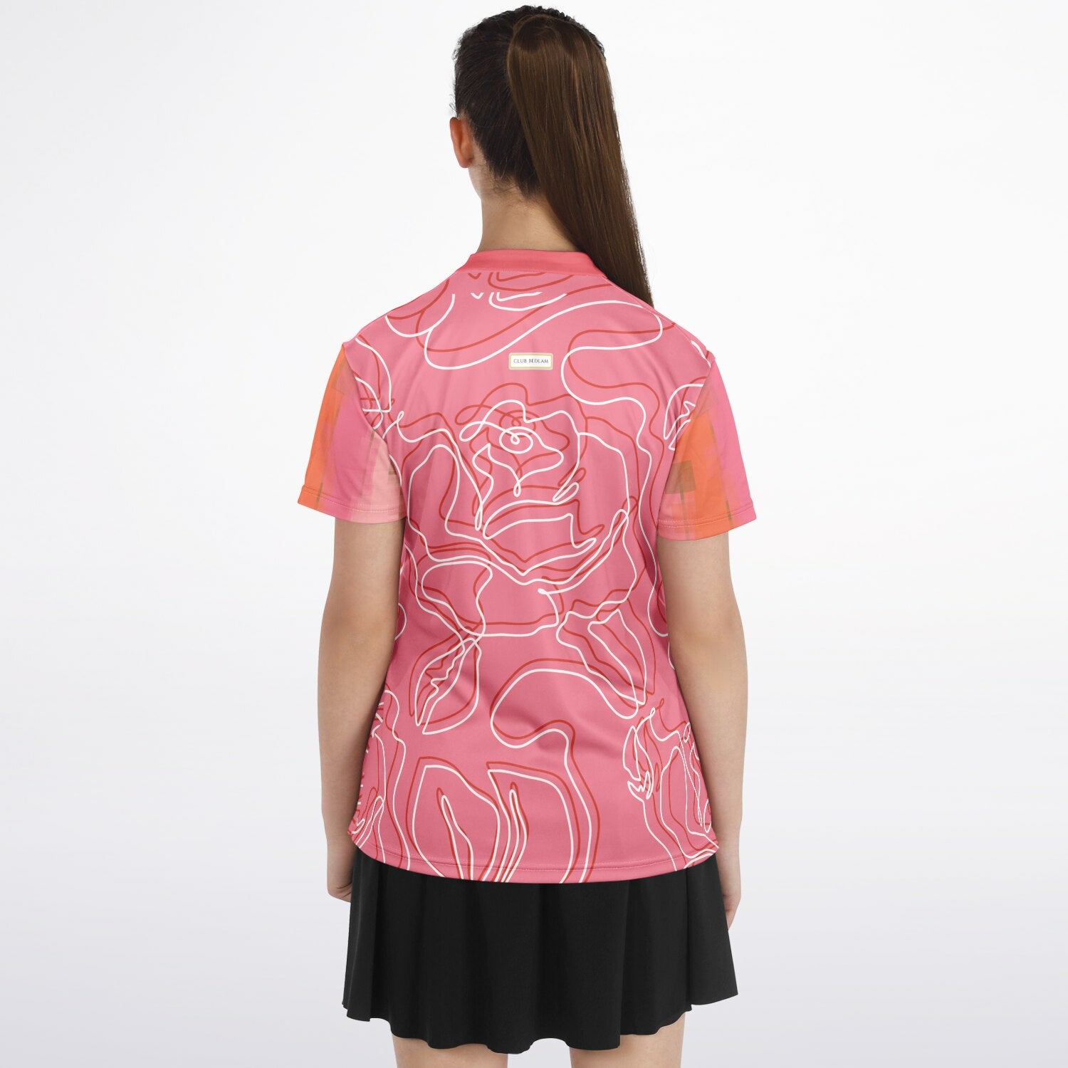 Sunsets in Coral Gables Abstract Floral Mandarin Collar Ladies Polo Golf Shirt