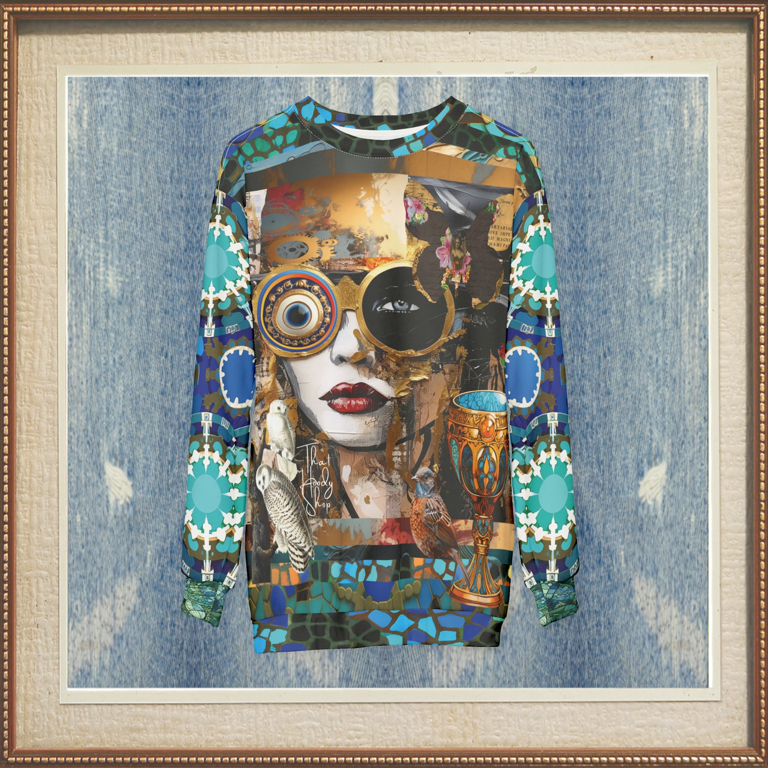 Steampunk Girl in Abstract Unisex Sweatshirt (Gold Label)