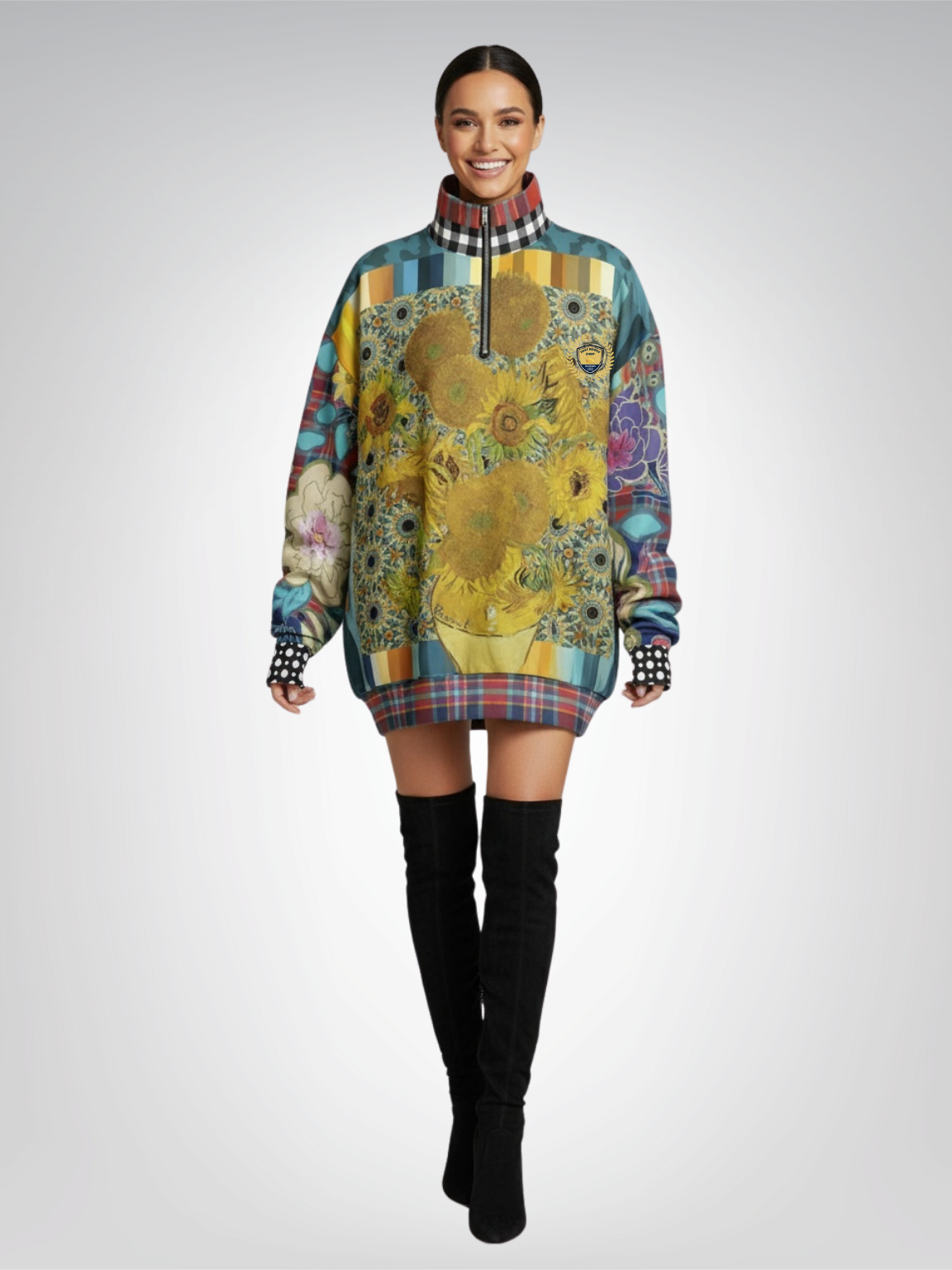 Sunflowers in My 1888 Van Gogh Heavyweight Oversized Quarter Zip Sweatshirt