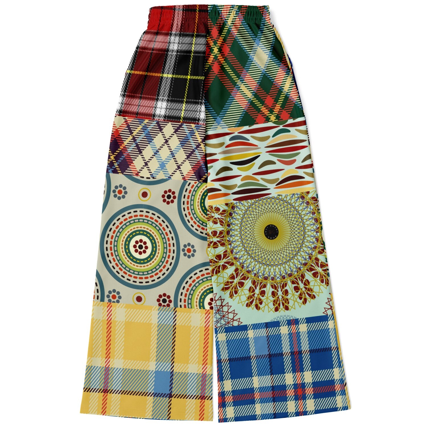 Sunny DeLite Plaid Patchwork Eco-Poly Wide Leg Pants