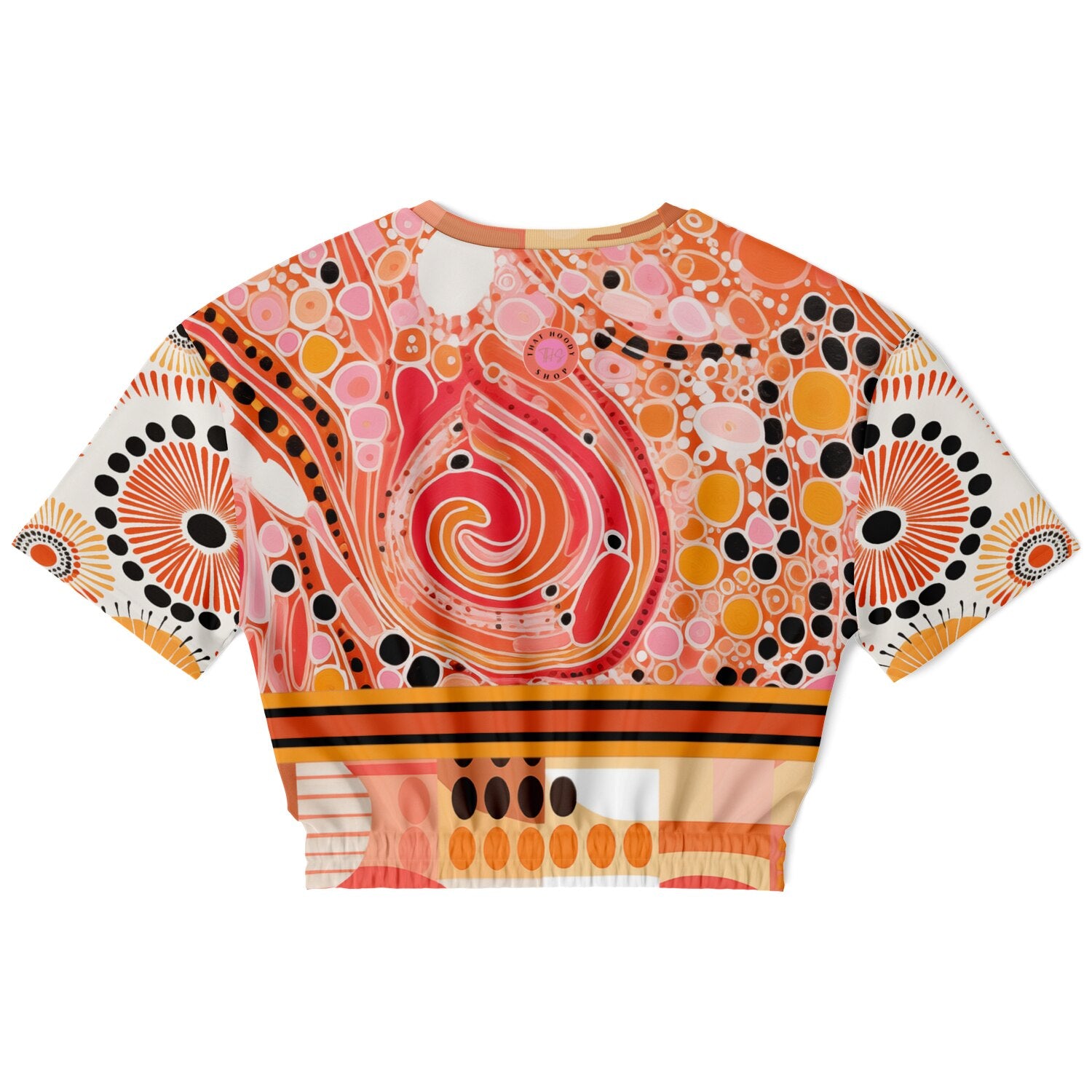 Sunset Springs Abstract 70s Print Eco-Poly Cropped Short Sleeve Pullover