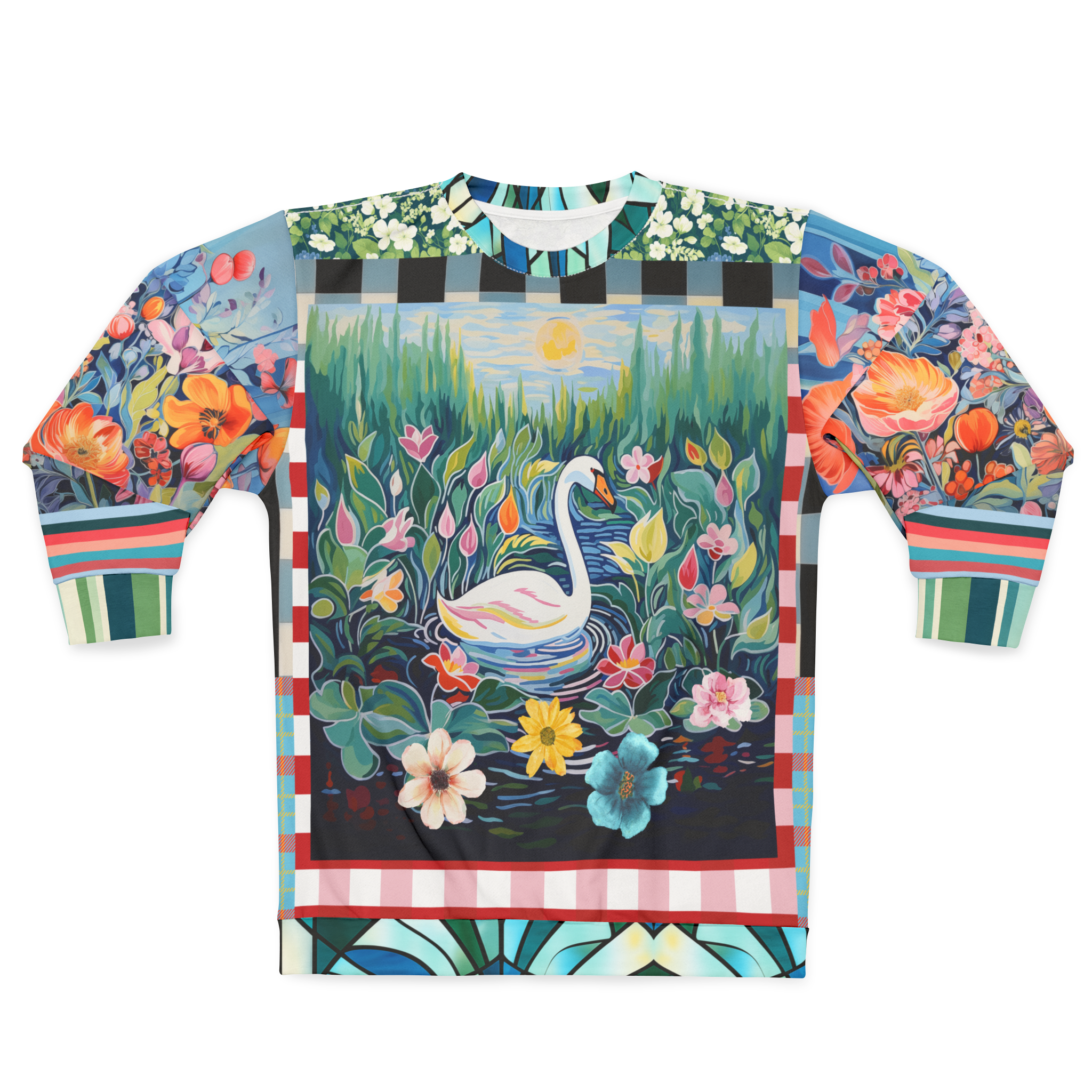 Swan in Floral Isolation Unisex Sweatshirt (Gold Label)