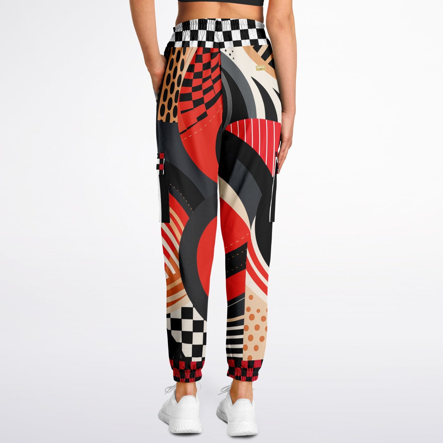 Switch Me Black in Abstract Zebra Eco-Poly Unisex Cargo Joggers