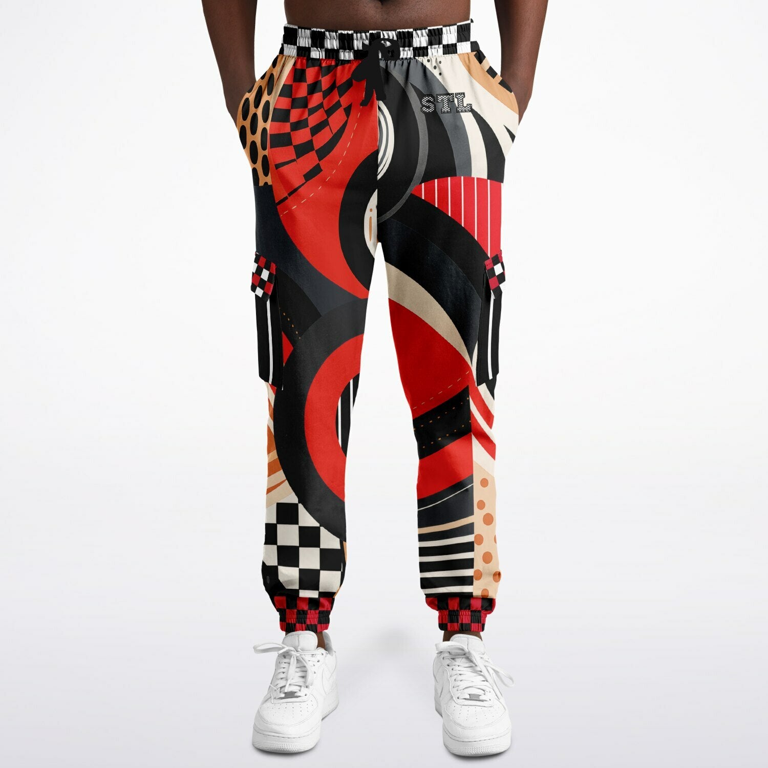 Switch Me Black in Abstract Zebra Eco-Poly Unisex Cargo Joggers