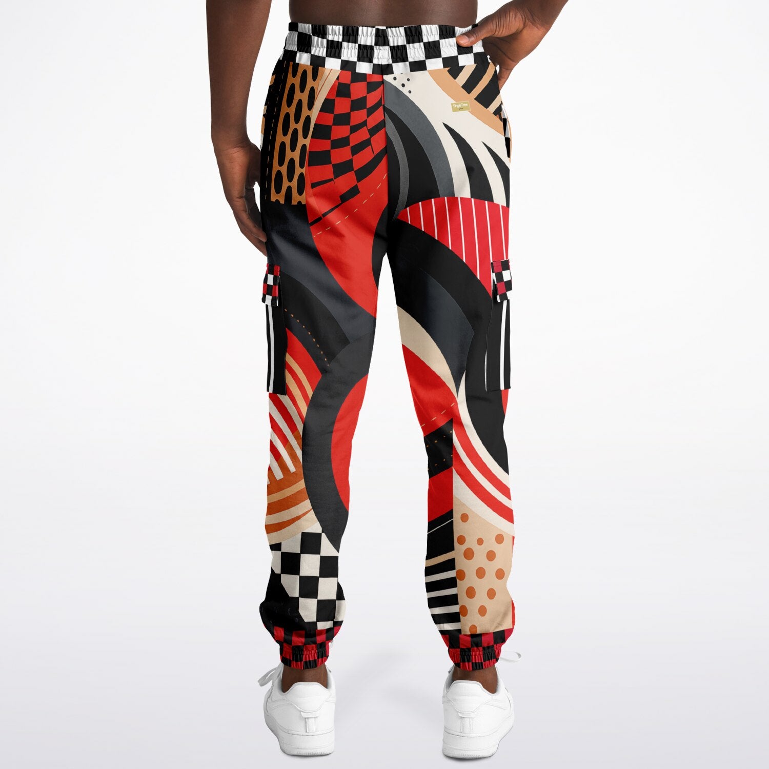Switch Me Black in Abstract Zebra Eco-Poly Unisex Cargo Joggers