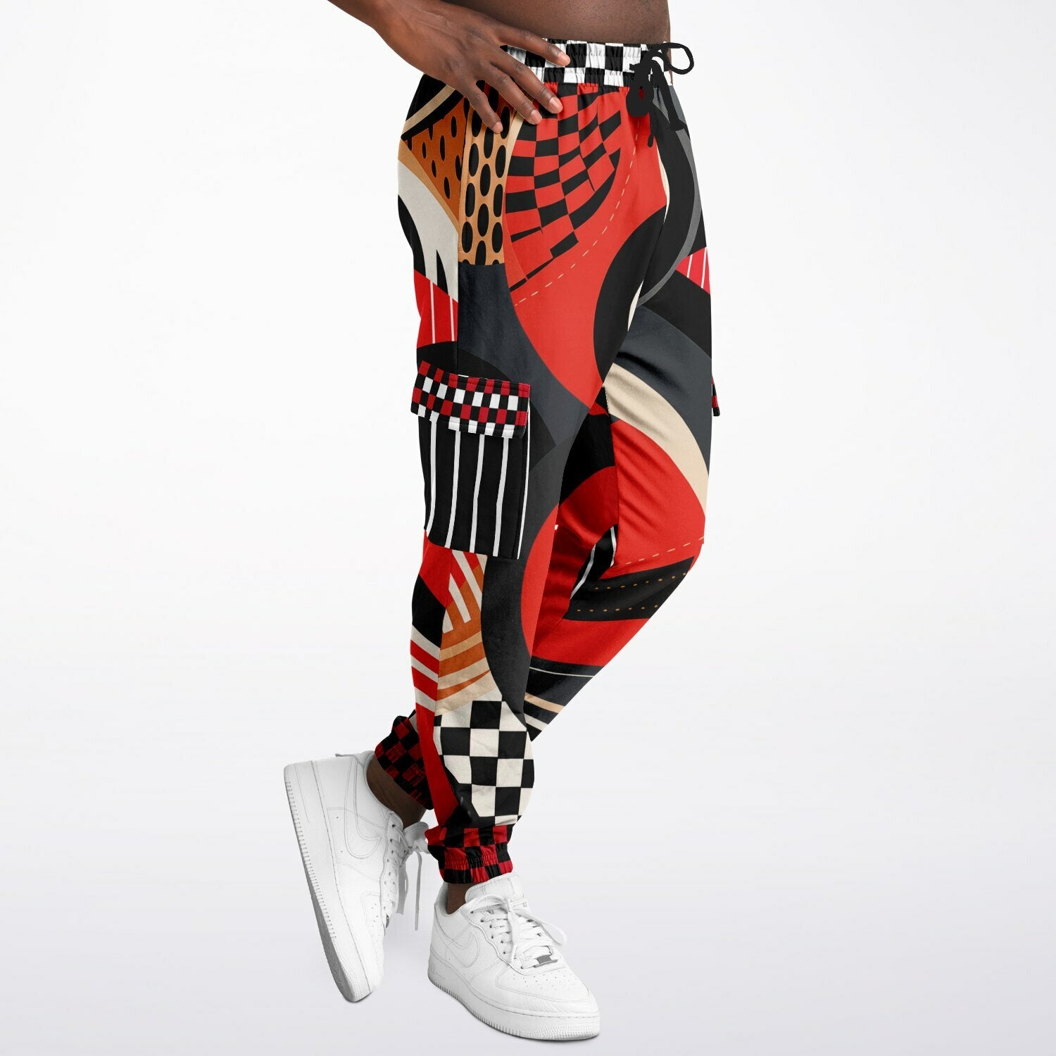 Switch Me Black in Abstract Zebra Eco-Poly Unisex Cargo Joggers