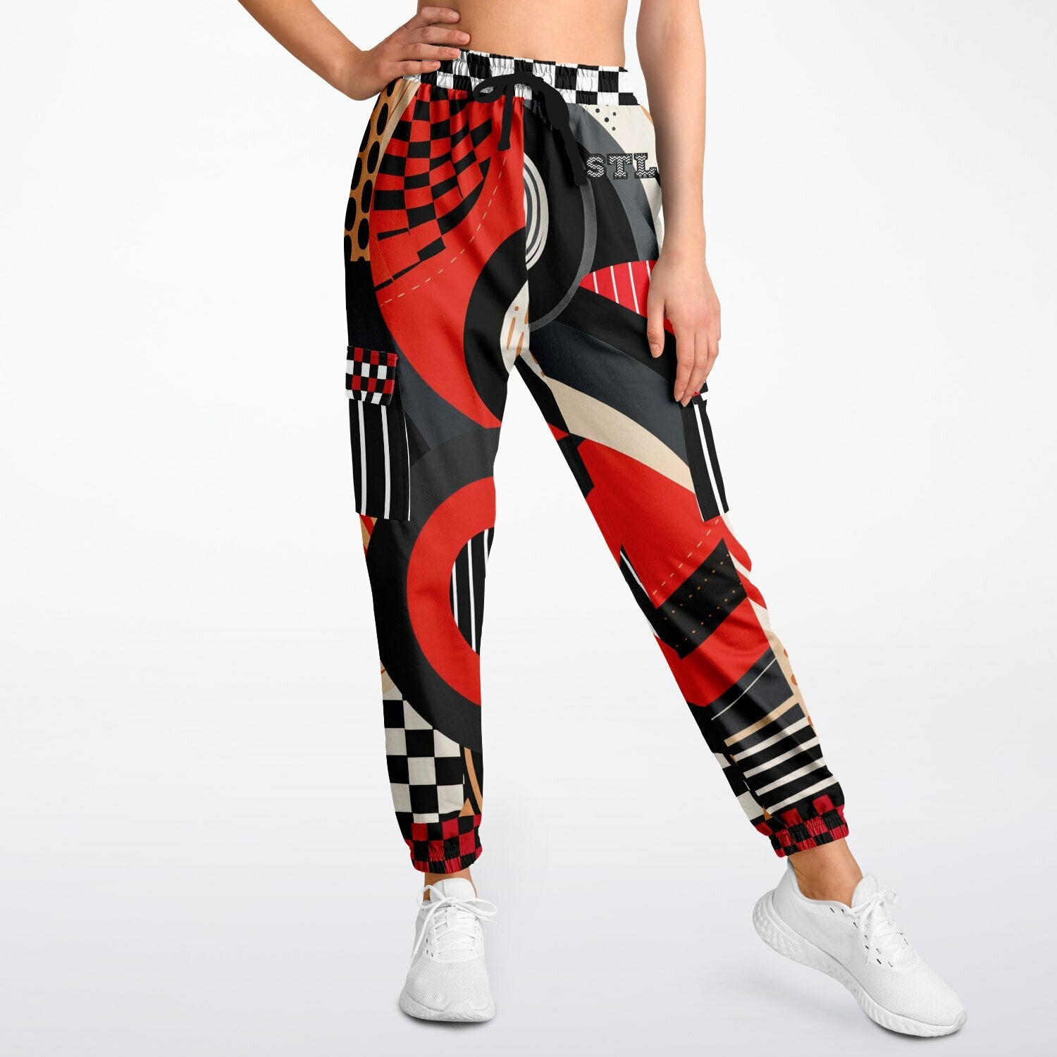 Switch Me Black in Abstract Zebra Eco-Poly Unisex Cargo Joggers