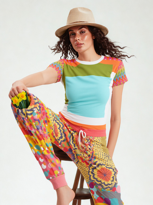 Gold Dial Dots Sunsplash Eco-Poly Unisex Joggers