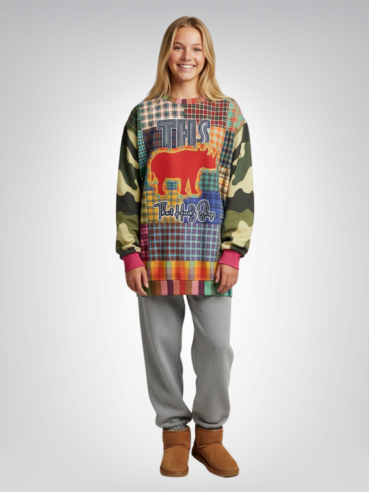 The Preppy Woodsman Plaid Patchwork Rhino Unisex Sweatshirt (Gold Label)