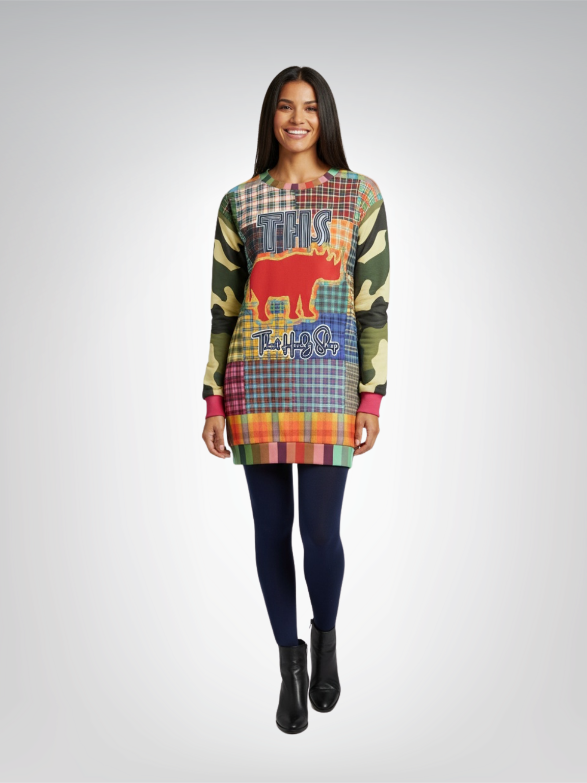 The Preppy Woodsman Plaid Patchwork Rhino Unisex Sweatshirt (Gold Label)