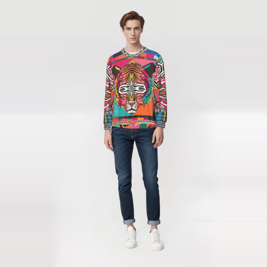 Tiger in Colorful Carnivale Pop Art Unisex Sweatshirt (Gold Label)